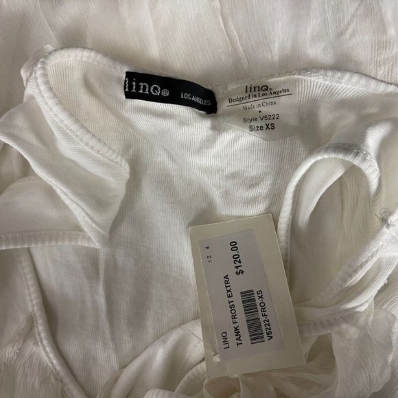 Linq Frost Extra Tank Women XS NWT $120 Cotton Silk Ruffle Layer Top Sleeveless - Picture 9 of 10